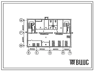 Типовой проект П-4-110(212-1-406.13.87) Хозяйственно-бытовые помещения в подвале детских яслей-сада на 95 мест в сборных конструкциях по серии 1.020-1(83), (убежище на 110 человек, размеры убежища 18м на 12м, режимы вентиляции 1,2).