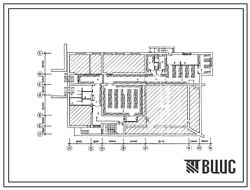 Типовой проект П-4-540(264-12-279с.13.87) Клубные помещения в подвале здания клуба на 500 посетителей (зал на 300 мест) с физкультурно-спортивным блоком, (убежище на 540 человек, размеры убежища 39м на 23,4м, режимы вентиляции 1,2).
