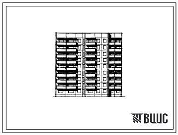 Типовой проект 97-075/1 Девятиэтажная блок-секция на 71 квартиру (однокомнатных 1А-35, 1Б-17, двухкомнатных 2А-18, 2Б-1) для малосемейных. Для строительства в 1В климатическом подрайоне