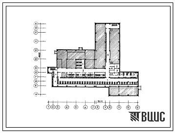 Типовой проект П-4-805(232-1-132.85) Хозяйственно-бытовые помещения в подвале универсального корпуса для профтехучилищ на 720 учащихся, (убежище на 805 человек, размеры убежища 58,01м на 48м, режимы вентиляции 1,2).
