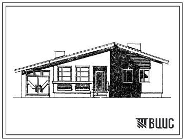 Типовой проект 184-16-59/1 Одноэтажный дом с двухкомнатной квартирой. Сблокированный с хозяйственными постройками и гаражом, для строительства в 1В климатическом подрайоне, 2 климатическом районе