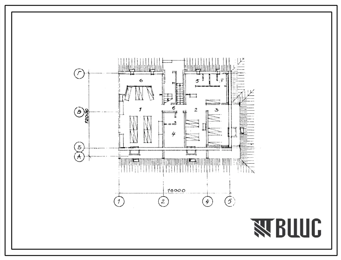 Типовой проект Б-3-130(104-032.1) Двойное использование помещений цокольного этажа трехэтажной торцевой полносборной блок-секции на 6 квартир т 3б-4б, (убежище на 130 человек, размеры убежища 16м на 12м, режимы вентиляции 1,2,3).